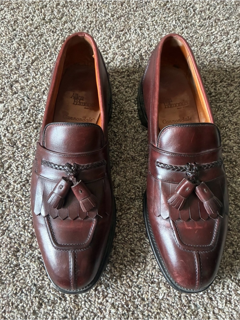 Allen Edmonds Men’s Cannondale Burgundy Tassel Loafers 11 D